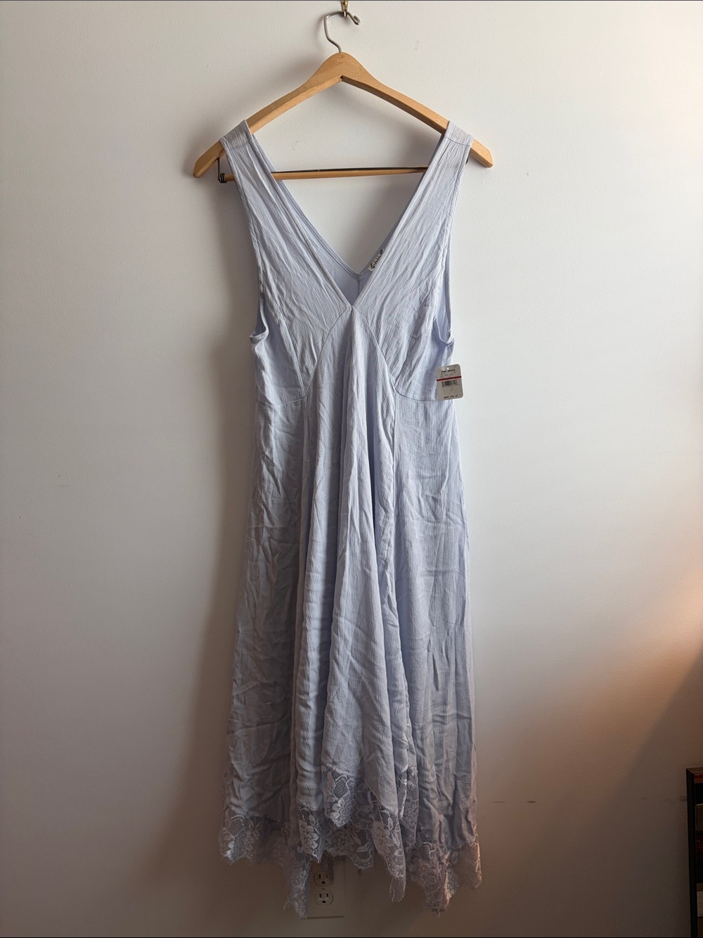 Free People Smoke Cloud V-Neck Maxi Dress in Pale Blue